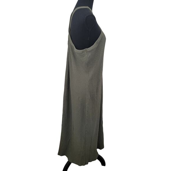 Old Navy 3X Ribbed Maxi Dress Green Halter Neck Alpine Tundra Shelf‎ Bra Casual - Picture 3 of 15